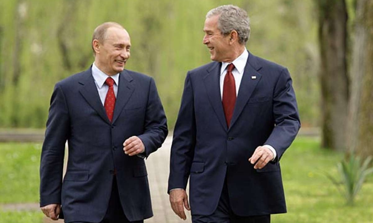 George Bush gets tough with Putin Blank Meme Template