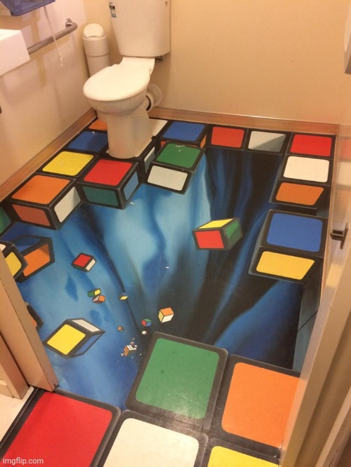 Restroom in the Optical Illusion Museum in New Zealand | image tagged in gotta go cat,what can i say except aaaaaaaaaaa,emergency alert,i gotta go | made w/ Imgflip meme maker