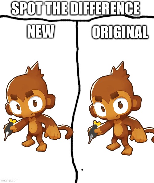 Answer in the comments | SPOT THE DIFFERENCE; ORIGINAL; NEW | image tagged in splotthedifference,dartmonke,photoshop | made w/ Imgflip meme maker