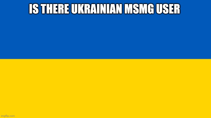 Ukraine flag | IS THERE UKRAINIAN MSMG USER | image tagged in ukraine flag | made w/ Imgflip meme maker