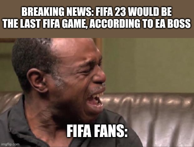 I CRI EVRYTIEM | BREAKING NEWS: FIFA 23 WOULD BE THE LAST FIFA GAME, ACCORDING TO EA BOSS; FIFA FANS: | image tagged in best cry ever,fifa,ea sports,so sad,why,memes | made w/ Imgflip meme maker
