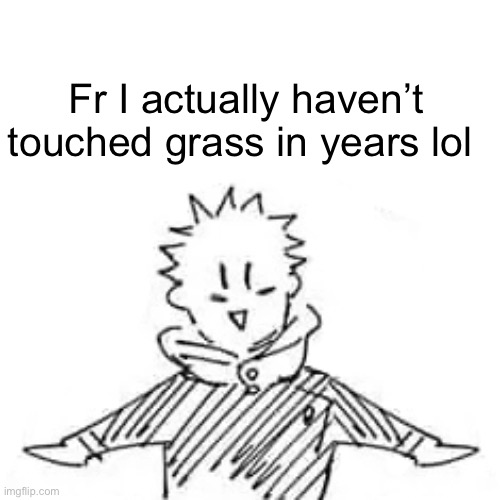 Low quality manga Itadori | Fr I actually haven’t touched grass in years lol | image tagged in low quality manga itadori | made w/ Imgflip meme maker