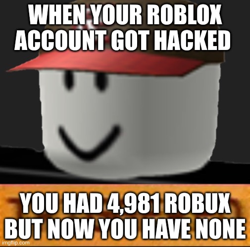 Roblox Triggered |  WHEN YOUR ROBLOX ACCOUNT GOT HACKED; YOU HAD 4,981 ROBUX BUT NOW YOU HAVE NONE | image tagged in roblox triggered | made w/ Imgflip meme maker