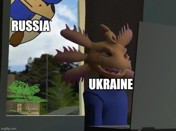 Axol beeg smg4 | RUSSIA; UKRAINE | image tagged in axol beeg smg4 | made w/ Imgflip meme maker
