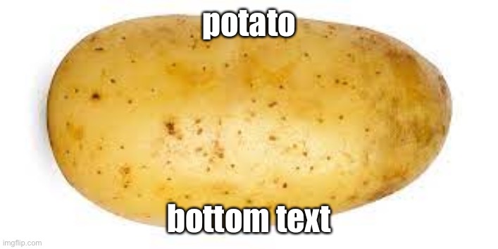 potato; bottom text | image tagged in potato | made w/ Imgflip meme maker