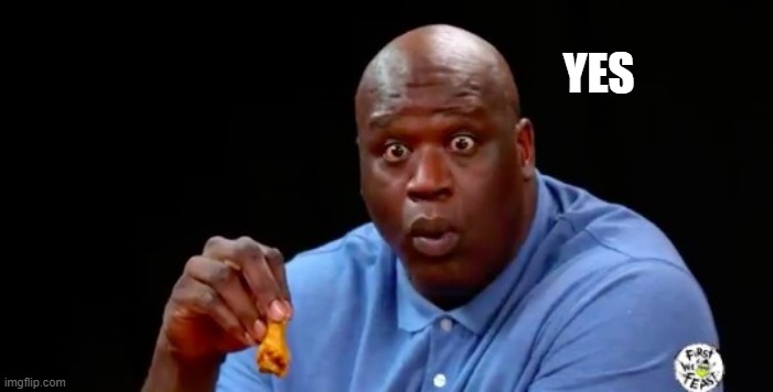 surprised shaq | YES | image tagged in surprised shaq | made w/ Imgflip meme maker
