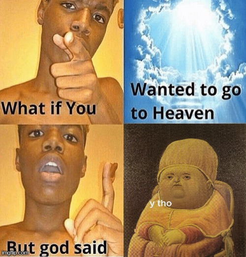 what if | image tagged in y tho,what if you wanted to go to heaven | made w/ Imgflip meme maker