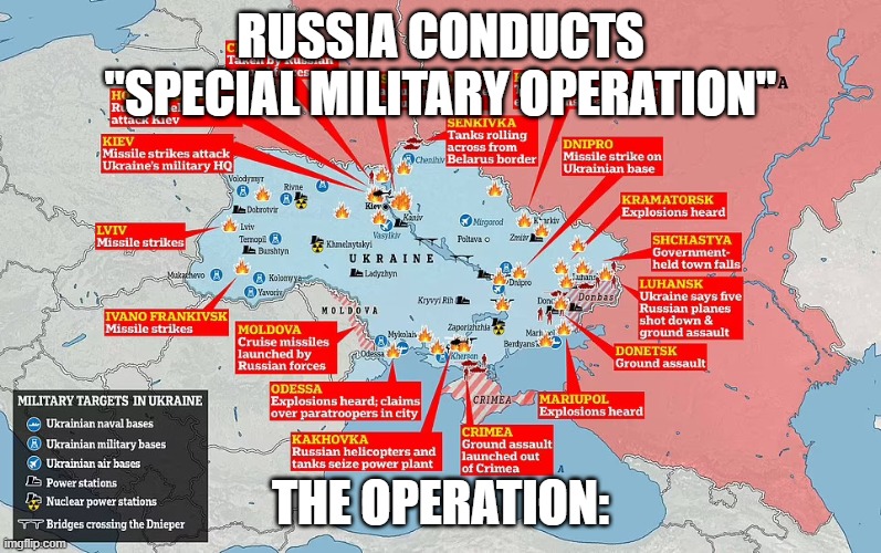 Special Military Operation | RUSSIA CONDUCTS "SPECIAL MILITARY OPERATION"; THE OPERATION: | image tagged in russia | made w/ Imgflip meme maker