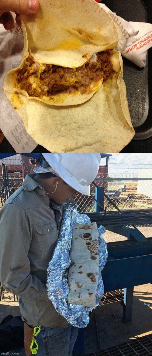 Wow, a soft taco inside of a burrito | image tagged in burrito love,burrito,taco,tacos,taco bell,memes | made w/ Imgflip meme maker