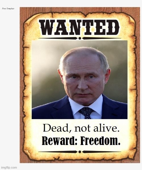 . | image tagged in vladmir putin,wanted poster | made w/ Imgflip meme maker