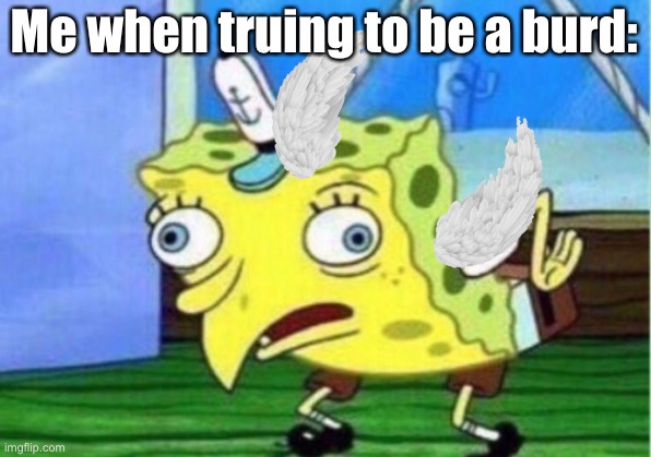 Me when truing to be a burd: | image tagged in birds,bird | made w/ Imgflip meme maker