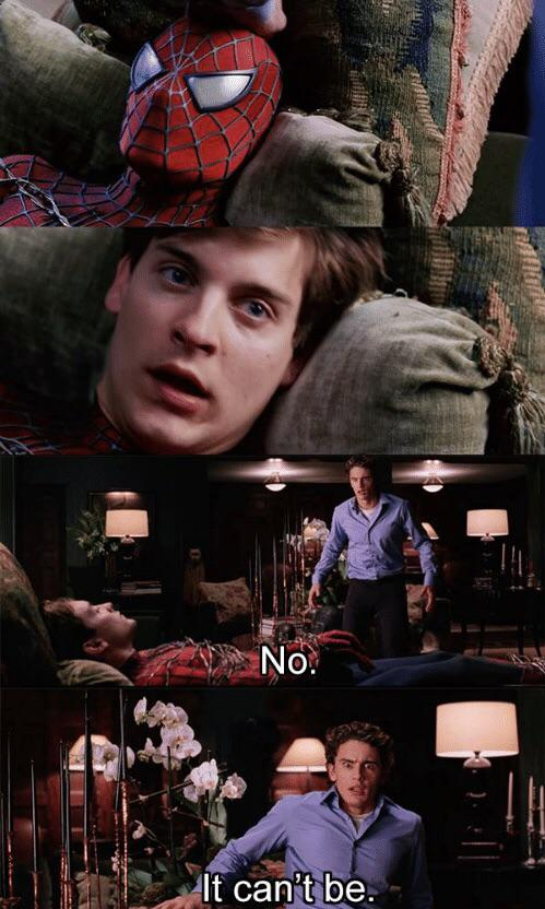 High Quality Spiderman Unmasked by Harry Osborn Blank Meme Template