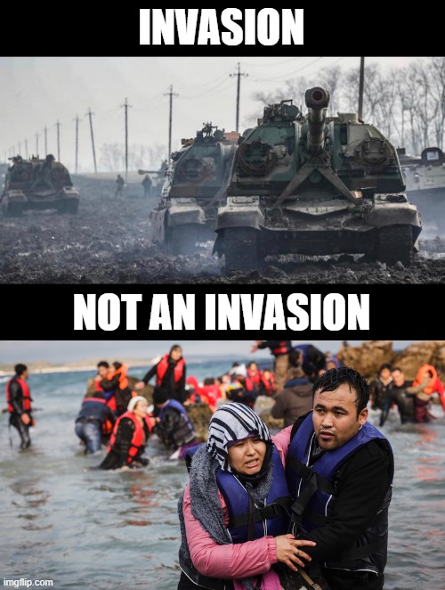 Easy, right? | INVASION; NOT AN INVASION | image tagged in ukraine,racism,dumb politicians | made w/ Imgflip meme maker