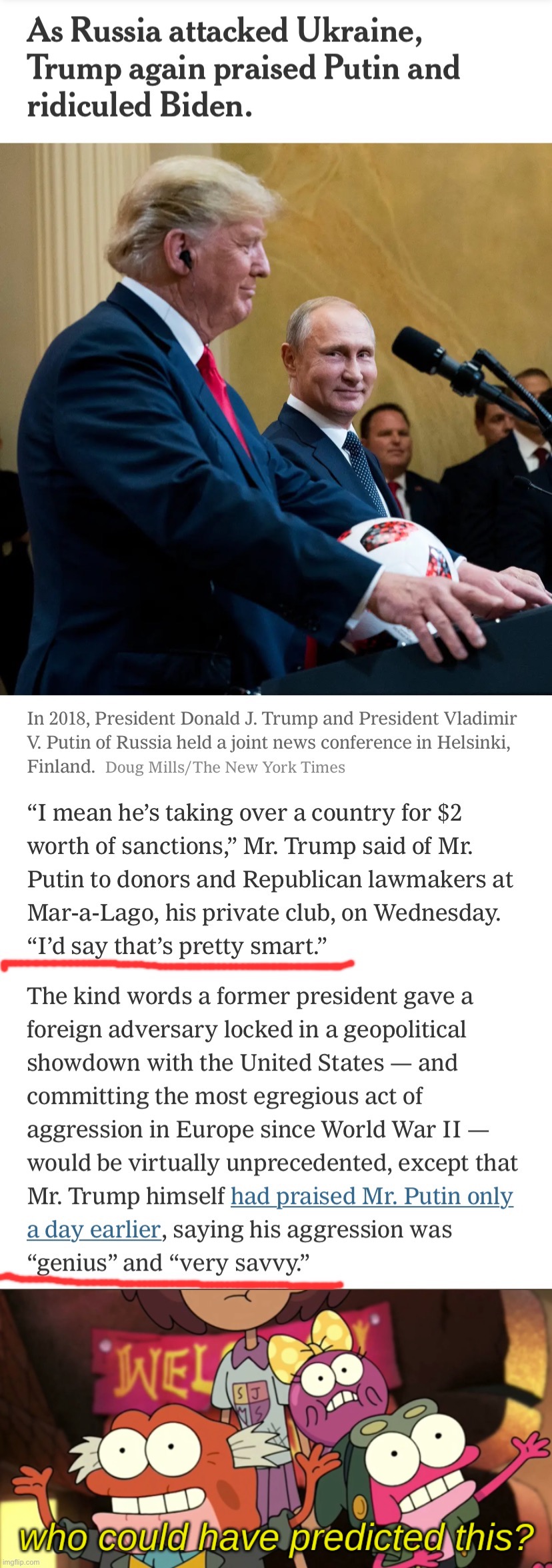 Hmm | image tagged in trump praises putin,who could have predicted this | made w/ Imgflip meme maker