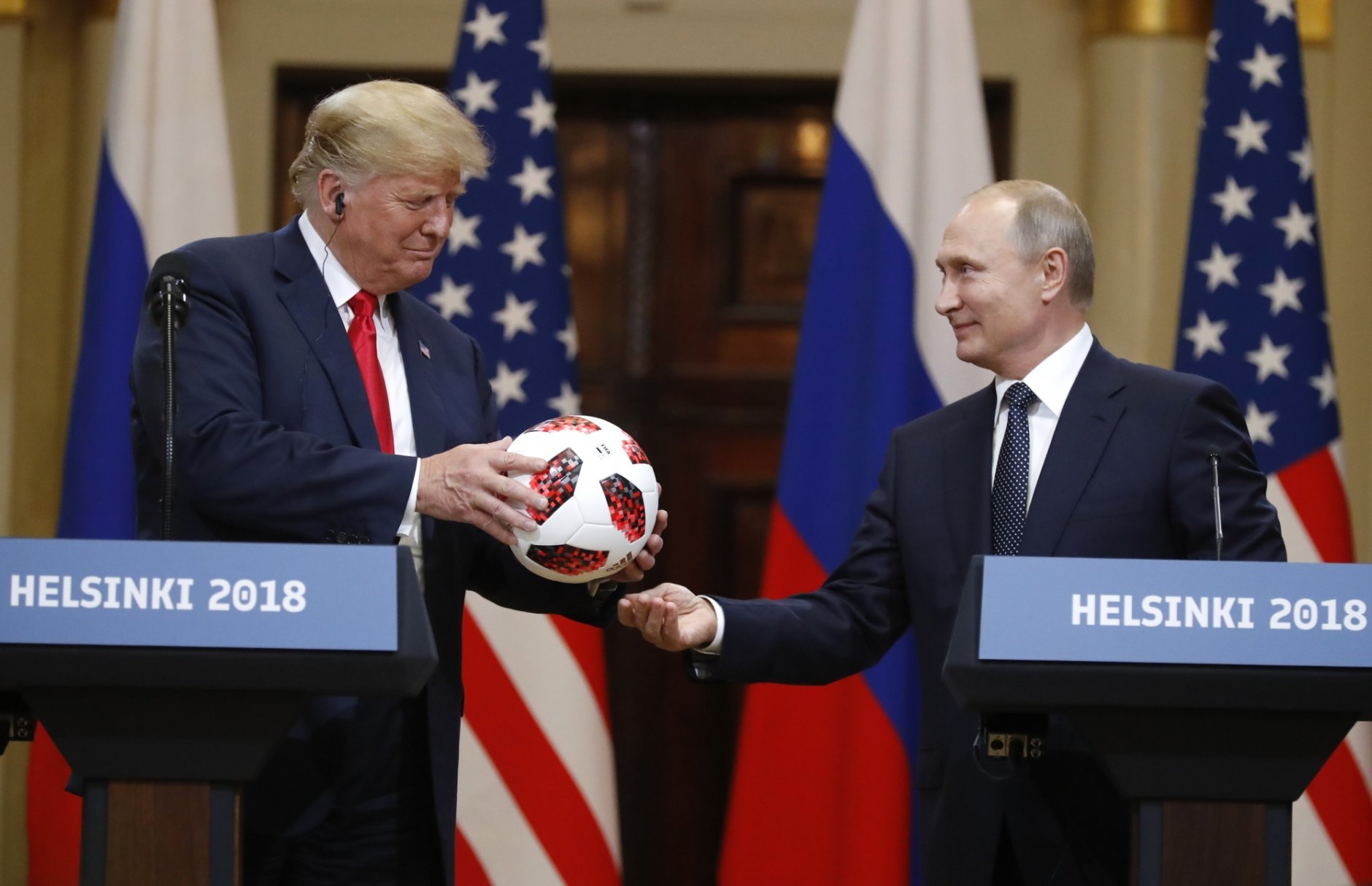 Putin-Trump soccer ball gift Blank Meme Template