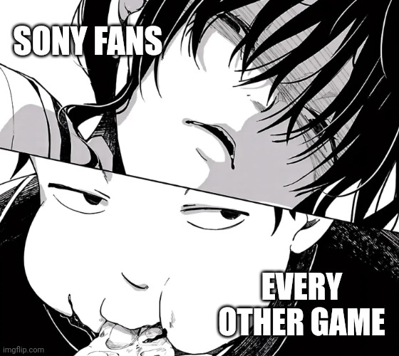 Sony fans be like.... | SONY FANS; EVERY OTHER GAME | image tagged in sony,playstation,video games,videogames,gaming,gamers | made w/ Imgflip meme maker