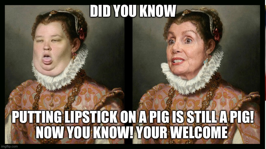 Trip to the Beauty House | DID YOU KNOW; PUTTING LIPSTICK ON A PIG IS STILL A PIG!
NOW YOU KNOW! YOUR WELCOME | image tagged in trip to the beauty house | made w/ Imgflip meme maker