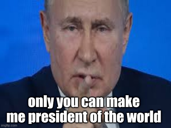 vote for putin | only you can make me president of the world | image tagged in dark humor | made w/ Imgflip meme maker
