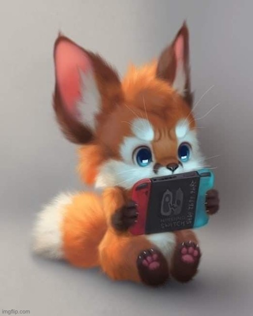 Look at this little floofy boi playing on his switch :3 (art not by me) | image tagged in art,fur,adorable | made w/ Imgflip meme maker