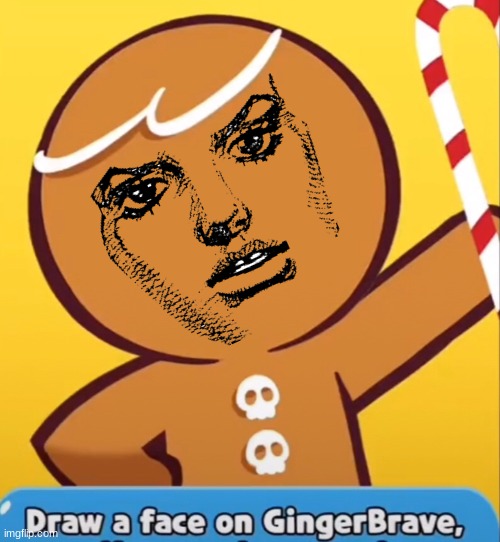 Draw a face on Gingerbrave. | image tagged in draw a face on gingerbrave | made w/ Imgflip meme maker