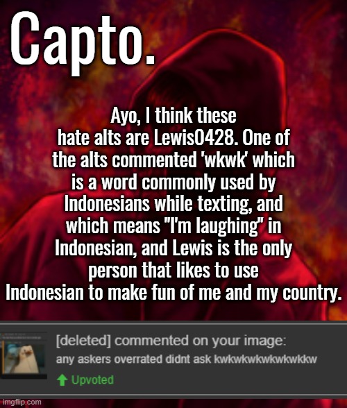 you know- imma just- disable comments on my posts | Ayo, I think these hate alts are Lewis0428. One of the alts commented 'wkwk' which is a word commonly used by Indonesians while texting, and which means "I'm laughing" in Indonesian, and Lewis is the only person that likes to use Indonesian to make fun of me and my country. | image tagged in f o o l | made w/ Imgflip meme maker