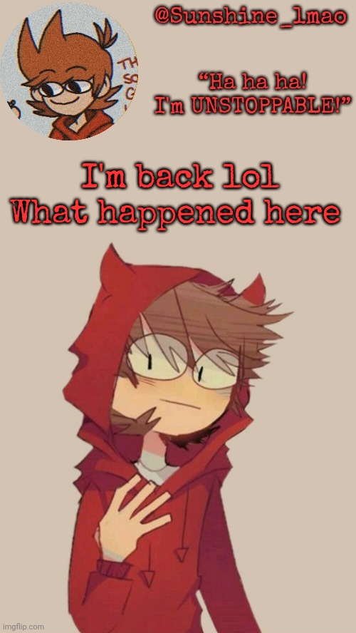 Sunshine's Tord Temp :] | I'm back lol
What happened here | image tagged in sunshine's tord temp | made w/ Imgflip meme maker