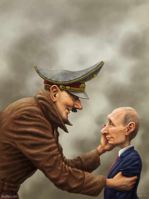 Hitler and Putin | image tagged in political comic,ukraine,invasion,russia,hitler,putin | made w/ Imgflip meme maker