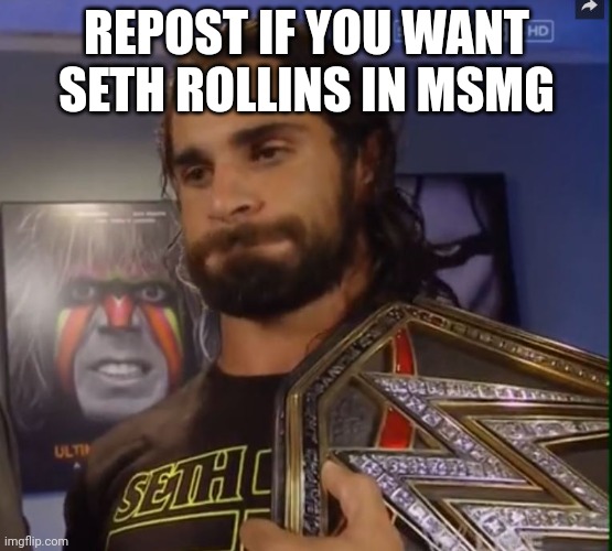 Well Well Well | REPOST IF YOU WANT SETH ROLLINS IN MSMG | image tagged in seth rollins wwe | made w/ Imgflip meme maker