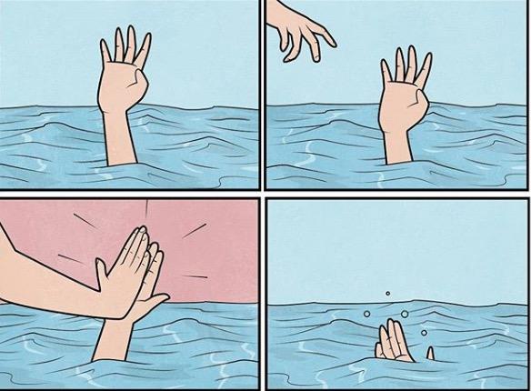High Quality hand in water Blank Meme Template