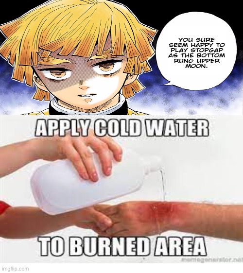 I thought zenitsu was thunder breathing not flame | image tagged in blank white template,demon slayer | made w/ Imgflip meme maker