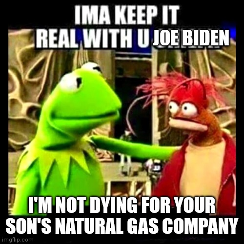 Hunter has a Ukrainian natural gas company | JOE BIDEN; I'M NOT DYING FOR YOUR SON'S NATURAL GAS COMPANY | image tagged in imma keep it real with you chief | made w/ Imgflip meme maker