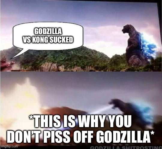 Godzilla Hates X | GODZILLA VS KONG SUCKED; *THIS IS WHY YOU DON’T PISS OFF GODZILLA* | image tagged in godzilla hates x | made w/ Imgflip meme maker