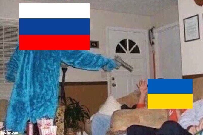 A meme about the 2021-2022 Russia-Ukraine Conflict | image tagged in cursed cookie monster,russia,ukraine,russia vs ukraine,europe | made w/ Imgflip meme maker