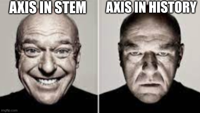 Axis Be Like: | AXIS IN STEM; AXIS IN HISTORY | image tagged in guy smiling guy frowning,history memes,ww2,wwii | made w/ Imgflip meme maker