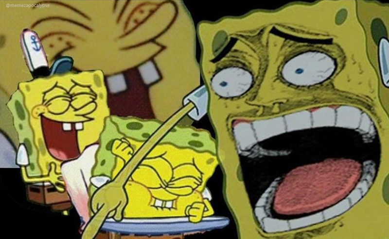 Sponge Bob laughing Blank Meme Template