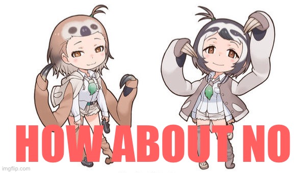 Anime sloth girls | HOW ABOUT NO | image tagged in anime sloth girls | made w/ Imgflip meme maker