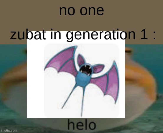 no one; zubat in generation 1 : | image tagged in helo | made w/ Imgflip meme maker