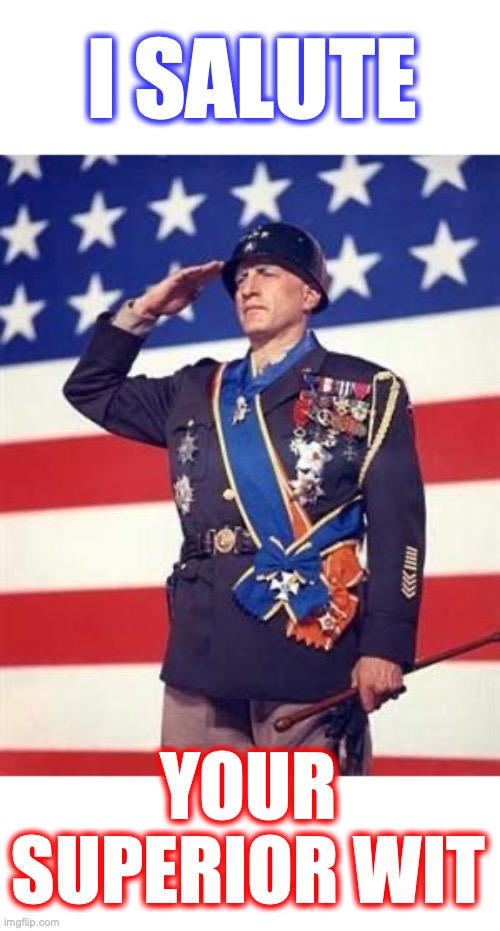 Patton Salutes You | I SALUTE YOUR SUPERIOR WIT | image tagged in patton salutes you | made w/ Imgflip meme maker