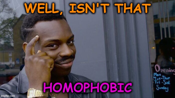 Roll Safe Think About It Meme | WELL, ISN'T THAT HOMOPHOBIC | image tagged in memes,roll safe think about it | made w/ Imgflip meme maker