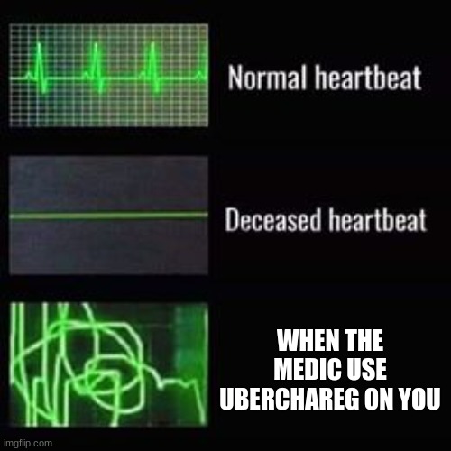 heartbeat rate | WHEN THE MEDIC USE OVERCHARGE ON YOU | image tagged in heartbeat rate | made w/ Imgflip meme maker