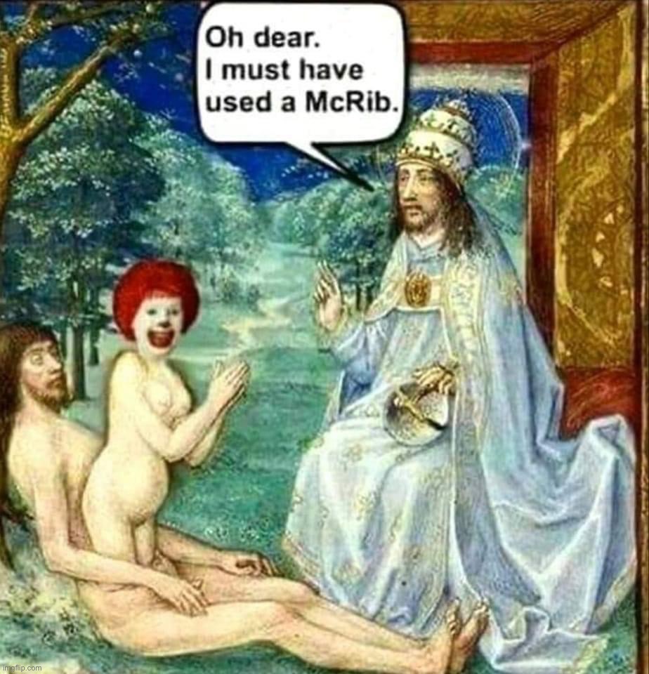 God used a McRib | image tagged in god used a mcrib | made w/ Imgflip meme maker