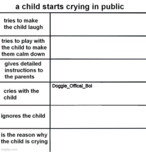 trend possibly??? | Doggie_Offical_Boi | image tagged in a child starts crying in public | made w/ Imgflip meme maker