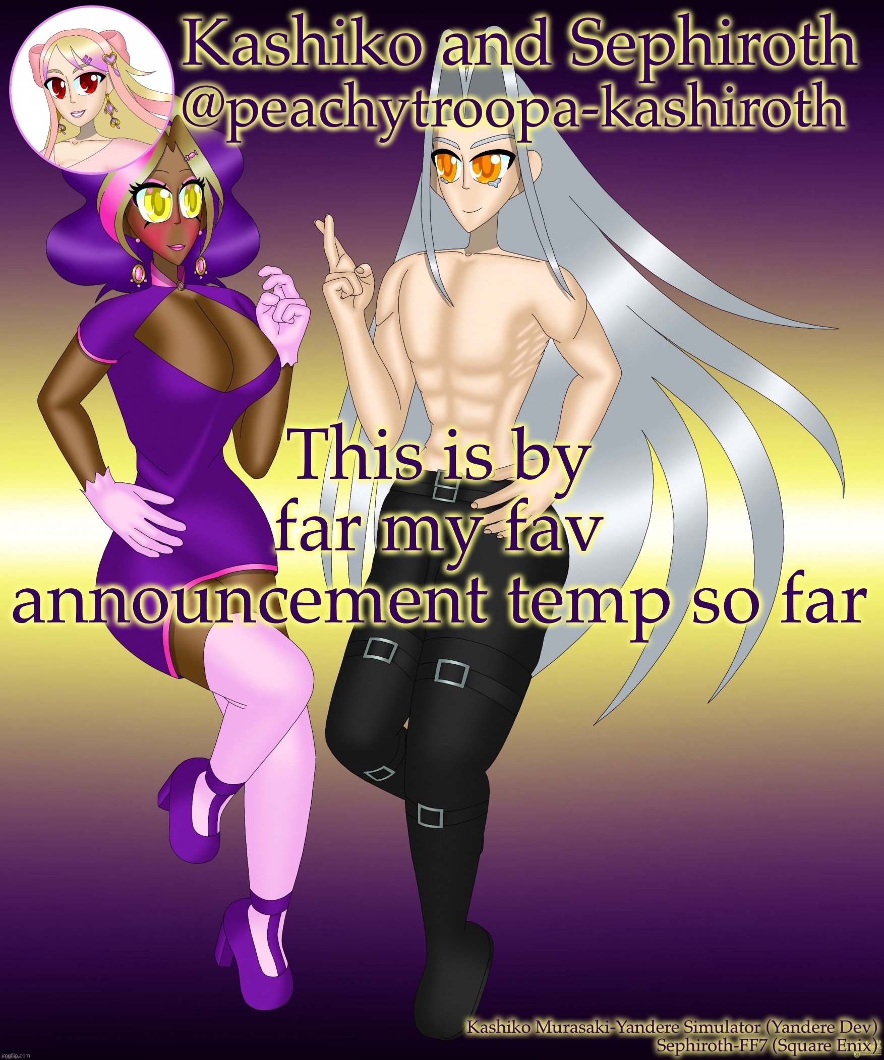 Too bad nobody can steal it /srs | This is by far my fav announcement temp so far | image tagged in kashiko murasaki and sephiroth | made w/ Imgflip meme maker