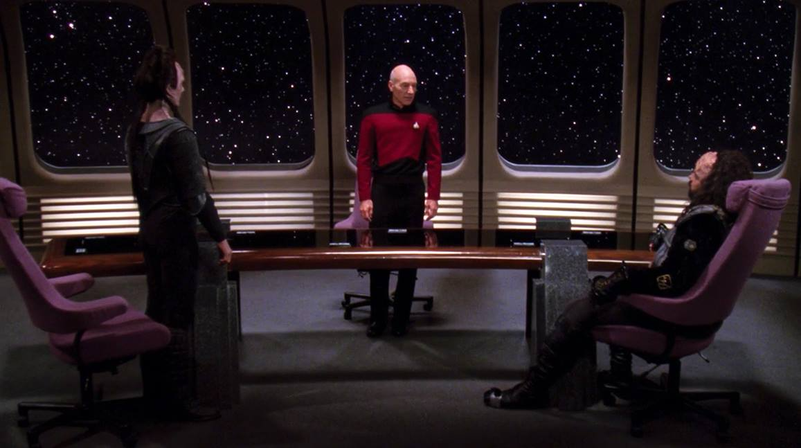 High Quality Captain Picard and Captain Nu'Daq Blank Meme Template