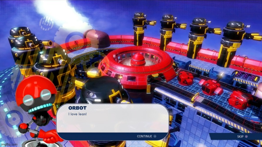 Orbot loves lean (Team Sonic Racing Edtion) | image tagged in sonic the hedgehog,team sonic racing,orbot | made w/ Imgflip meme maker