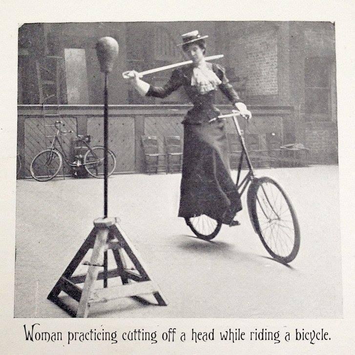 Retro Woman on bicycle Blank Meme Template