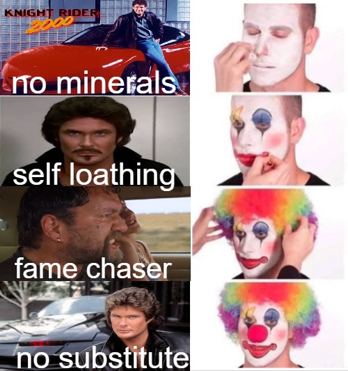 THE MIX | no minerals; self loathing; fame chaser; no substitute | image tagged in memes,clown applying makeup | made w/ Imgflip meme maker