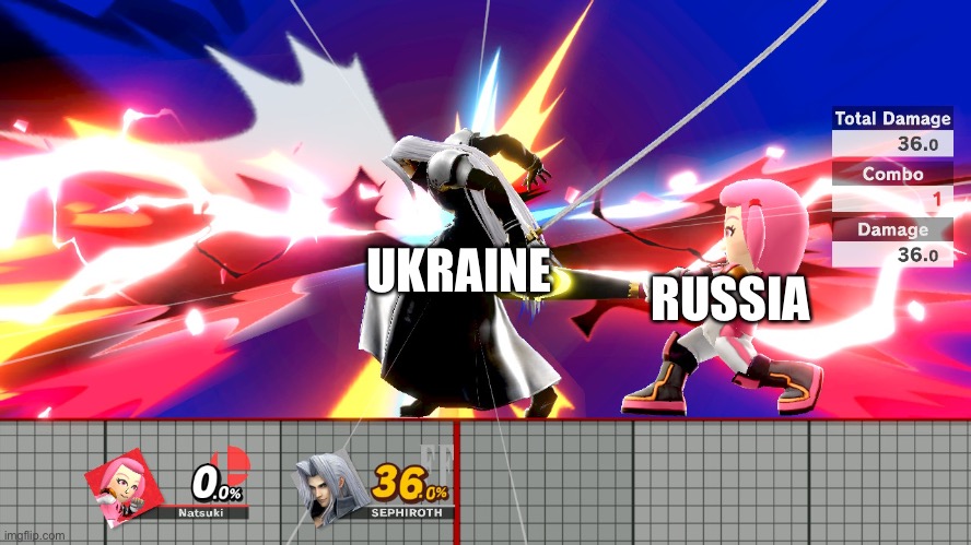 Natsuki hurts Sephiroth | UKRAINE; RUSSIA | image tagged in natsuki hurts sephiroth | made w/ Imgflip meme maker