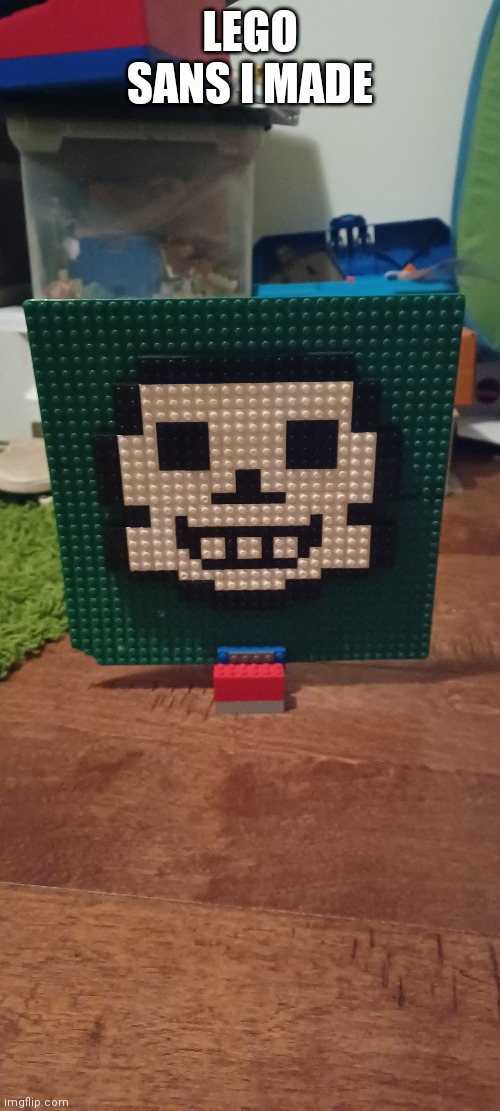 With an improvised stand | LEGO SANS I MADE | image tagged in sans undertale | made w/ Imgflip meme maker