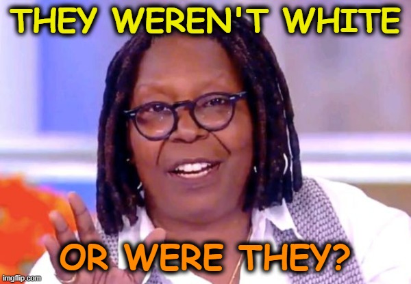 Whoopi Goldberg | THEY WEREN'T WHITE OR WERE THEY? | image tagged in whoopi goldberg | made w/ Imgflip meme maker